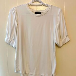 COPY - Tahari White Knit Puff Balloon Sleeve Tee M